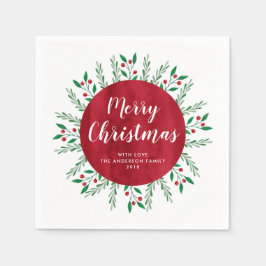 Guardanapo De Papel Floral de Cor Vermelha de Natal Personalizada