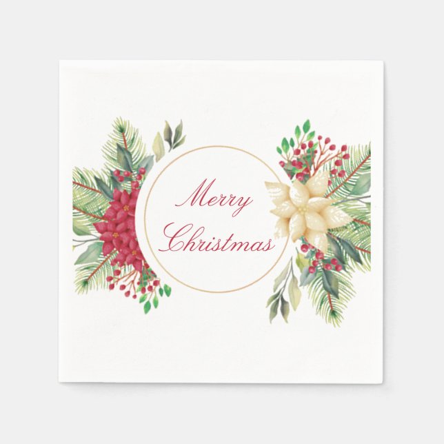 Guardanapo De Papel Floral de Natal vintage   (Frente)