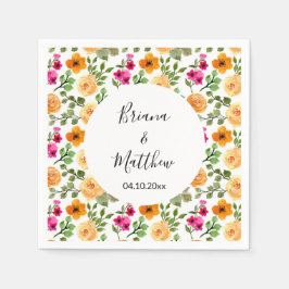 Guardanapo De Papel Floral de Verão cor-de-laranja rosa