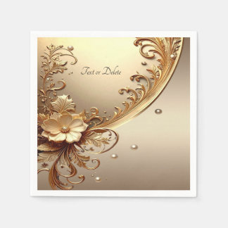 Guardanapo De Papel Floral Dourado Ornamentado