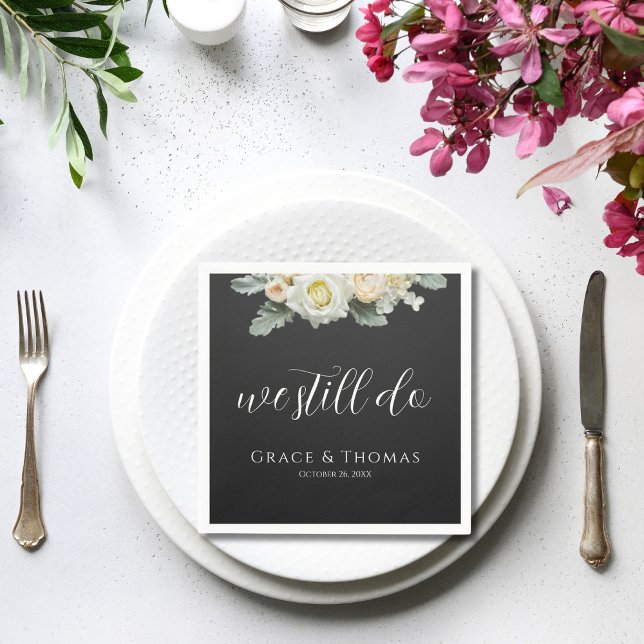 Guardanapo De Papel Floral Elegante Ainda Fazemos Vow Reneways Cocktai (Criador carregado)