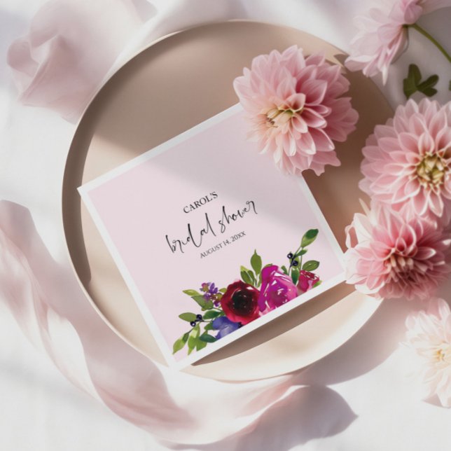 Guardanapo de papel floral em aquarela rosa suave (Criador carregado)