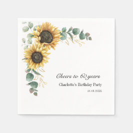 Guardanapo De Papel Floral Eucalyptus Sunflower Script 60th Birthday