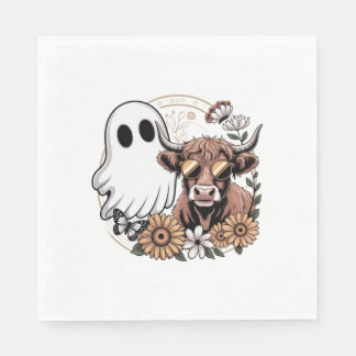 Guardanapo De Papel Floral Fall Highland Cow Ghost