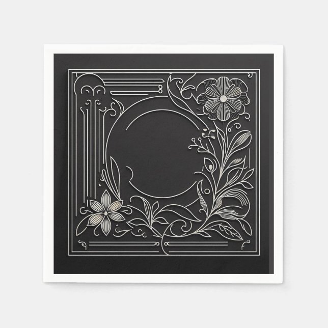 Guardanapo De Papel Floral Filigree Frame (Frente)