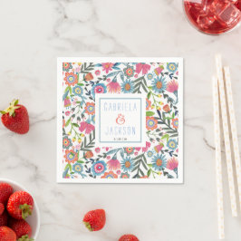 Guardanapo De Papel Floral Folclórico Aquarela nome personalizado