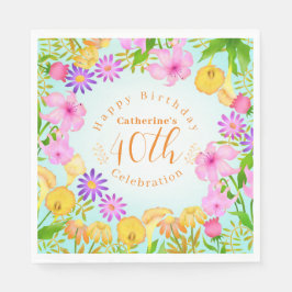 Guardanapo De Papel Floral Garden Aqua