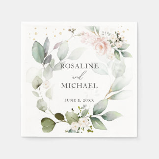 Guardanapo De Papel Floral Greenery Wreath Wedkins