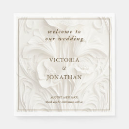 Guardanapo De Papel Floral Marfim Art Nouveau Casamento Vintage 
