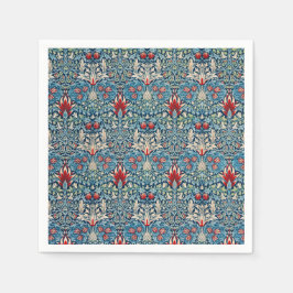 Guardanapo De Papel Floral pattern on green leaves blue background