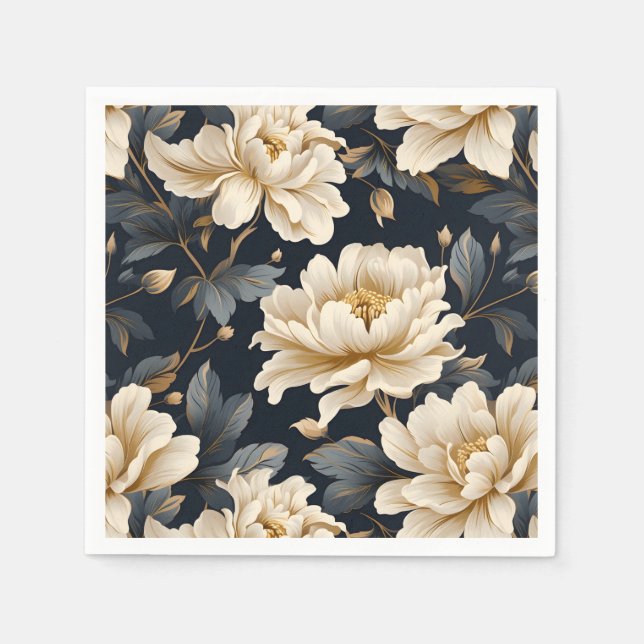 Guardanapo De Papel Floral Peony Elegant Modern (Frente)