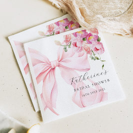 Guardanapo De Papel Floral Pink Bow Bridal Shower Paper Napkin
