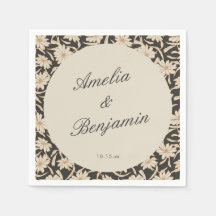 Floral Preto Marfim Casamento Personalizado