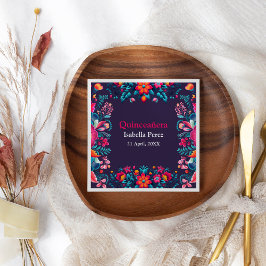 Guardanapo De Papel Floral Quinceanera Purple Mexicano Fiesta Birthday