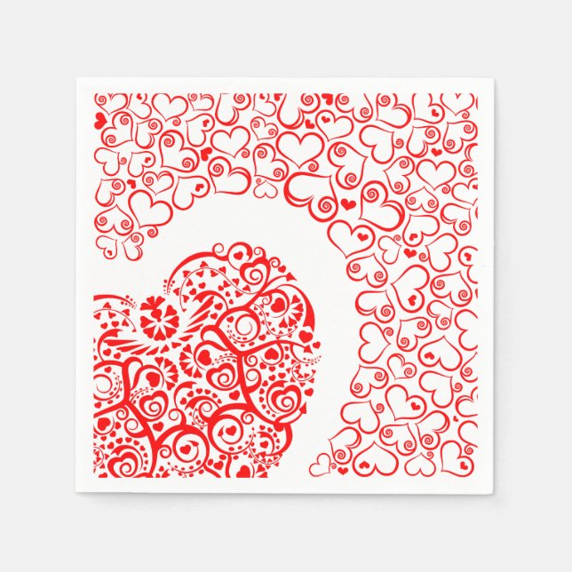 Guardanapo De Papel Floral Red Heart Lover (Frente)
