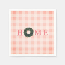 Guardanapo De Papel Floral rosa Blush "HOME" Farmhouse Xadrez Gingham