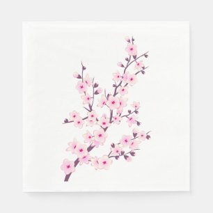 Guardanapo De Papel Floral Rosa Cerejeira Brilhante Branco Rosa