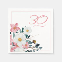 Floral Rosa Empoeirada Aniversário de 30 anos