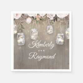 Guardanapo De Papel Floral Rustic Mason Jar Lights