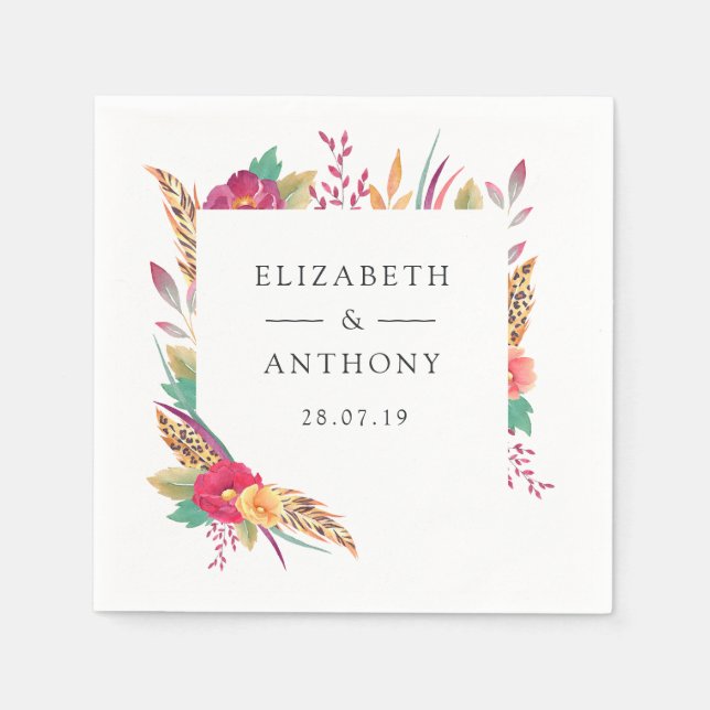 Guardanapo De Papel Floral Safari Wedding (Frente)