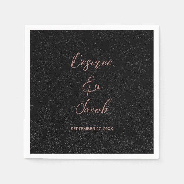 Guardanapo De Papel Floral Simples, Rosa E Preto Moderno Elegante (Frente)