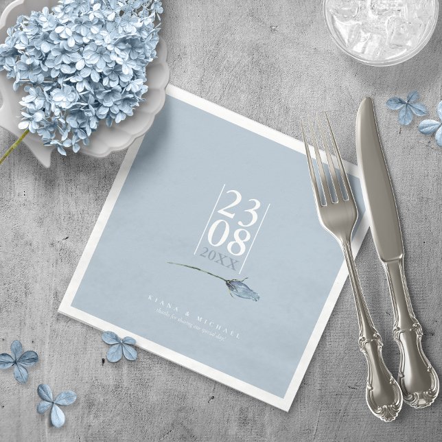 Guardanapo De Papel Floral Sparkles Data de casamento Dusty Blue ID889 (Criador carregado)