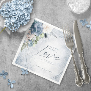 Guardanapo De Papel Floral Sparkles Wedding Dusty Blue ID889