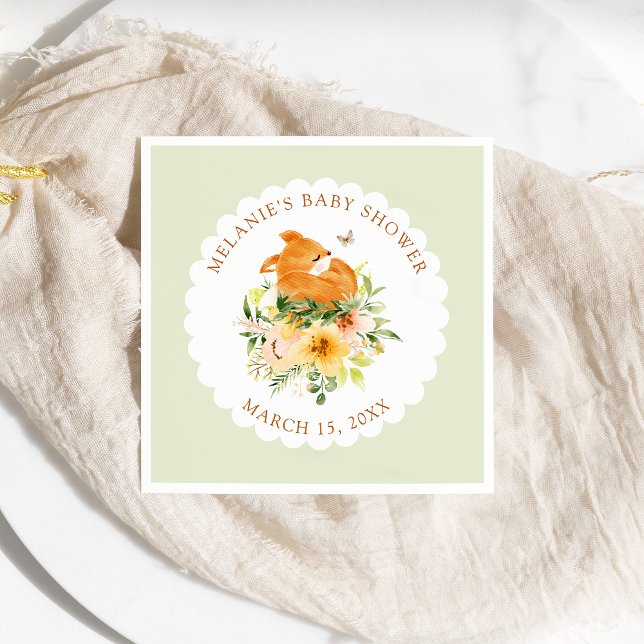Guardanapo De Papel Floral Storybook Fox Chá de fraldas Napkins (Criador carregado)