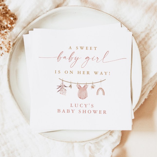 Guardanapo De Papel Floral Sweet Baby Girl Chá de fraldas (Criador carregado)