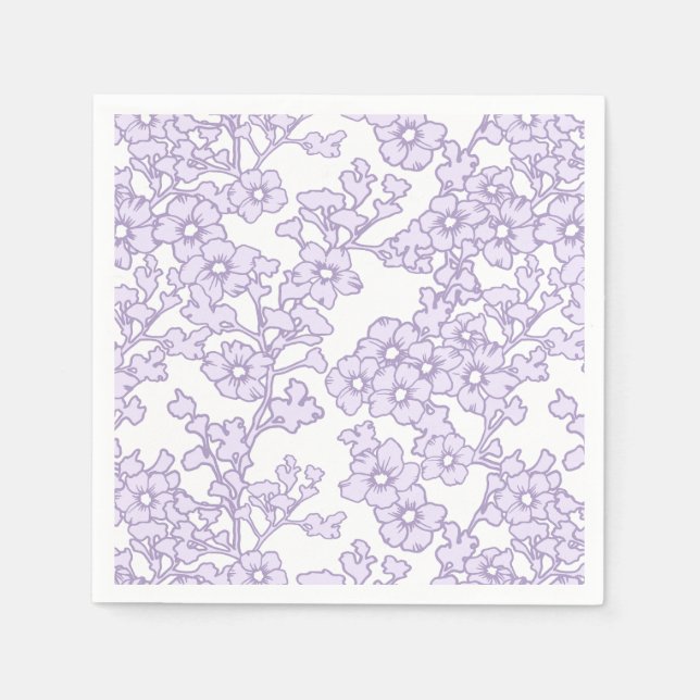 Guardanapo De Papel Floral Trellis Purple - White (Frente)