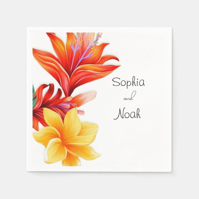 Guardanapo De Papel Floral tropical elegante (Frente)