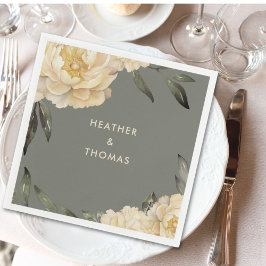 Guardanapo De Papel Floral Verde Amarelo Elegante