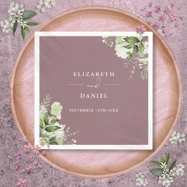 Guardanapo De Papel Floral Verde Elegante Casamento Roxo