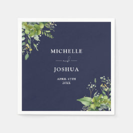 Guardanapo De Papel Floral Verde Moderno Casamento Azul Marinho