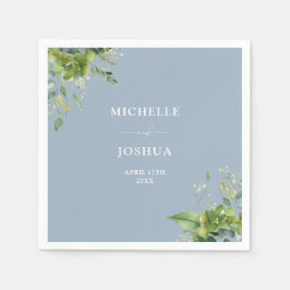 Guardanapo De Papel Floral Verde Moderno Casamento Pó Azul