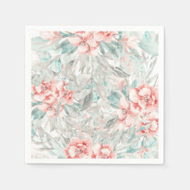 Guardanapo De Papel Floral Verdejante Elegante de Primavera Verão Suav