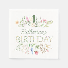 Guardanapo De Papel Floral Watercolor Alphabet ABC Birthday Cocktail