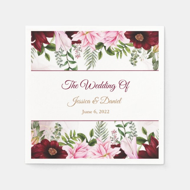 Guardanapo De Papel Floral Wedding (Frente)