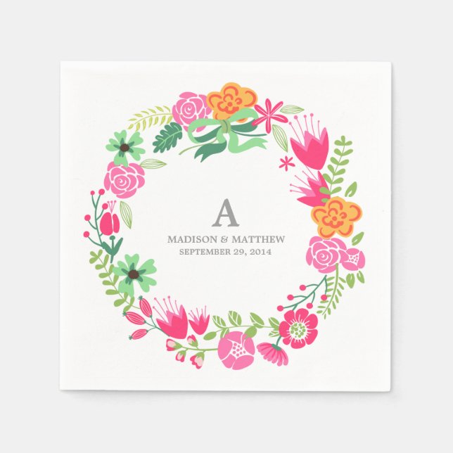 Guardanapo De Papel Floral Wreath | Papel personalizado Nápoles (Frente)
