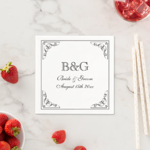 Guardanapo De Papel Floreios redemoinhos borda estilo casamento retrô