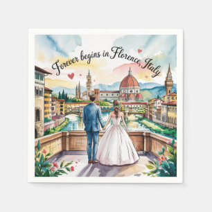 Guardanapo De Papel Florence Itália Watercolor Wedding