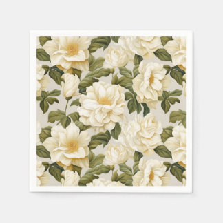 Guardanapo De Papel Flores beges de marfim boêmico