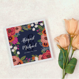 Guardanapo De Papel Flores boémias - casamento dos azuis marinhos