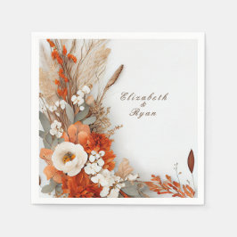 Guardanapo De Papel Flores Boho Outono, Casamento de Outono