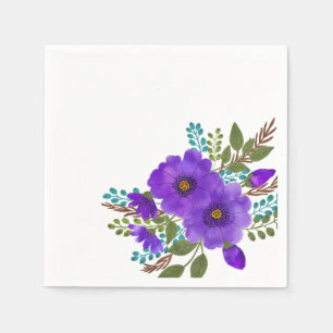 Guardanapo De Papel Flores bonito de Aquarela Púrpura