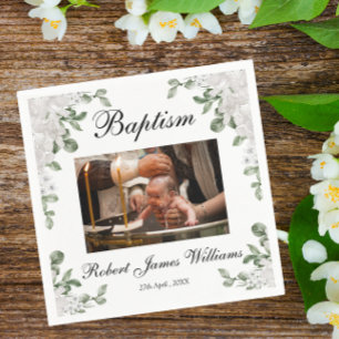 Guardanapo De Papel Flores Brancas de Fotografias Personalizadas, Escr