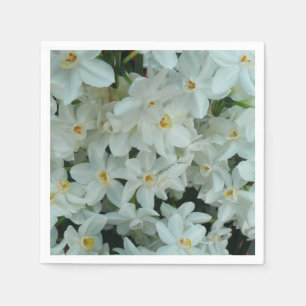 Guardanapo De Papel Flores brancas delicadas do narciso de Paperwhite