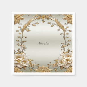 Guardanapo De Papel Flores Brancas do Ornamentado ouro Napkins