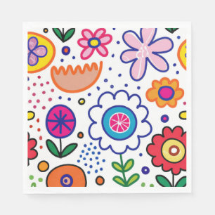 Guardanapo De Papel Flores brilhantes em desenhos animados