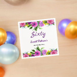 Guardanapo De Papel Flores Coloridas Flor Botânica 60º Aniversário